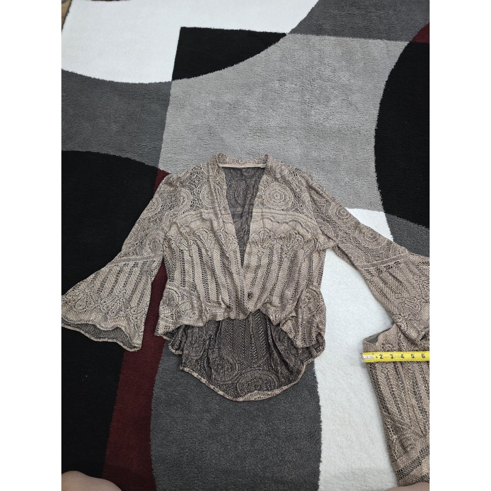 Damianou Womens 2-Piece Metallic Knit Dress & Cardigan Set Gold Black Size L - Picture 11 of 16